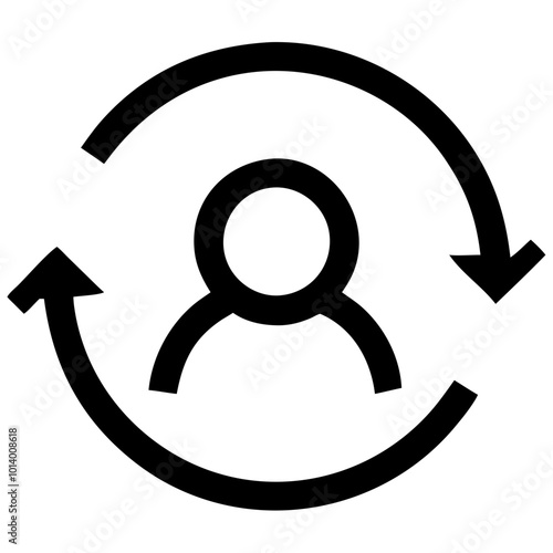 User refresh icon representing updates and account management for website and mobile app interfaces