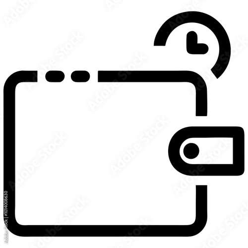 Wallet icon with a deadline symbol representing payment due dates in business and marketing