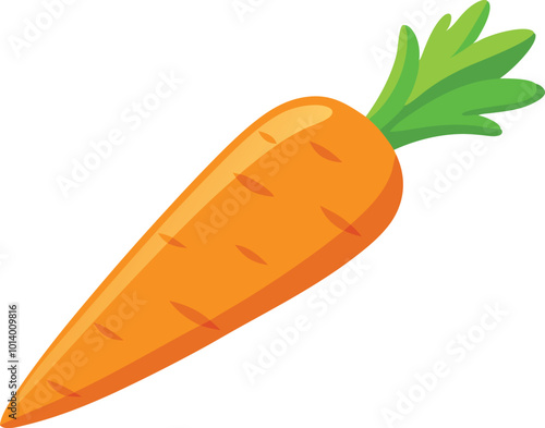 Cartoon carrot with green leaves in a simple and fresh illustration