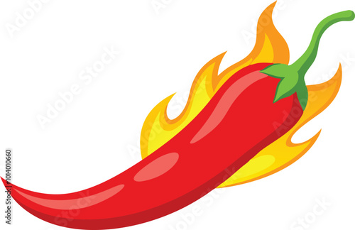 Obraz na płótnie Flaming red chili pepper in a dynamic and spicy illustration w salonie