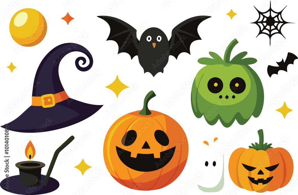 Sets of Halloween scary elements spooky items Sets of Halloween scary elements spooky items