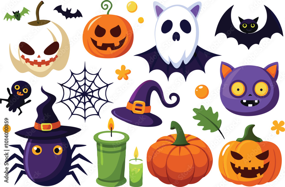 Sets of Halloween scary elements spooky items Sets of Halloween scary elements spooky items
