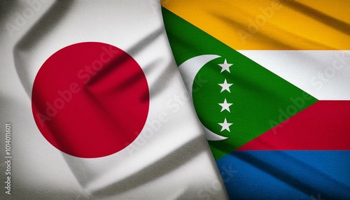 日本の国旗とコモロの国旗(Japan flag & Comoros flag.)
 photo