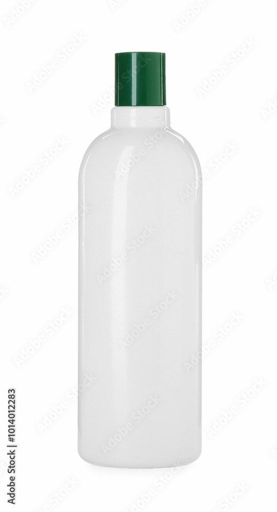 One blank bottle of shampoo isolated on white One blank bottle of shampoo isolated on white