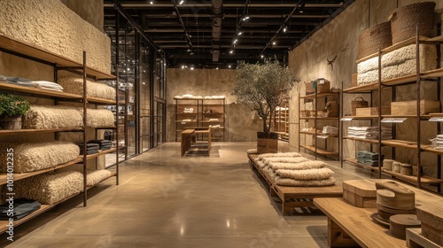 An eco-friendly retail store with walls insulated with sheepa??s wool and floors made of polished concrete photo