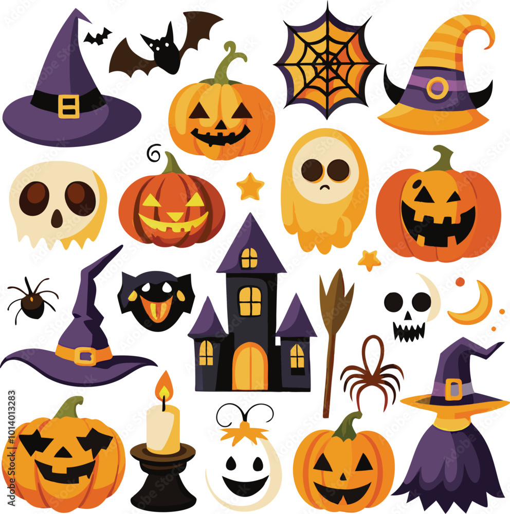 Fototapeta premium Sets of Halloween scary elements spooky items 