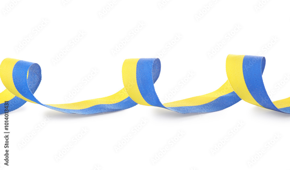 Ribbon in colors of Ukrainian national flag isolated on white Ribbon in colors of Ukrainian national flag isolated on white