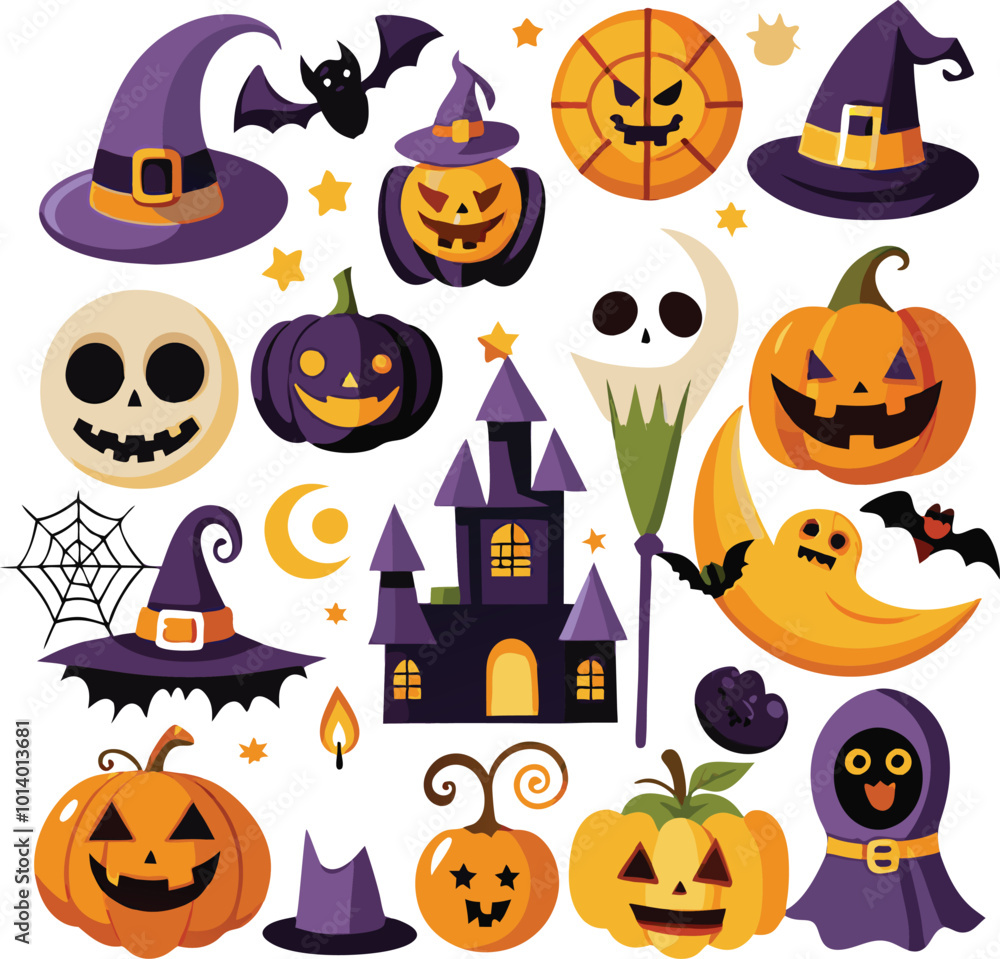 Sets of Halloween scary elements spooky items Sets of Halloween scary elements spooky items