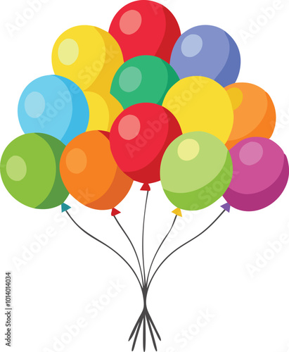 Obraz na płótnie Colorful bunch of balloons floating upwards, cheerful and playful cartoon illustration w salonie