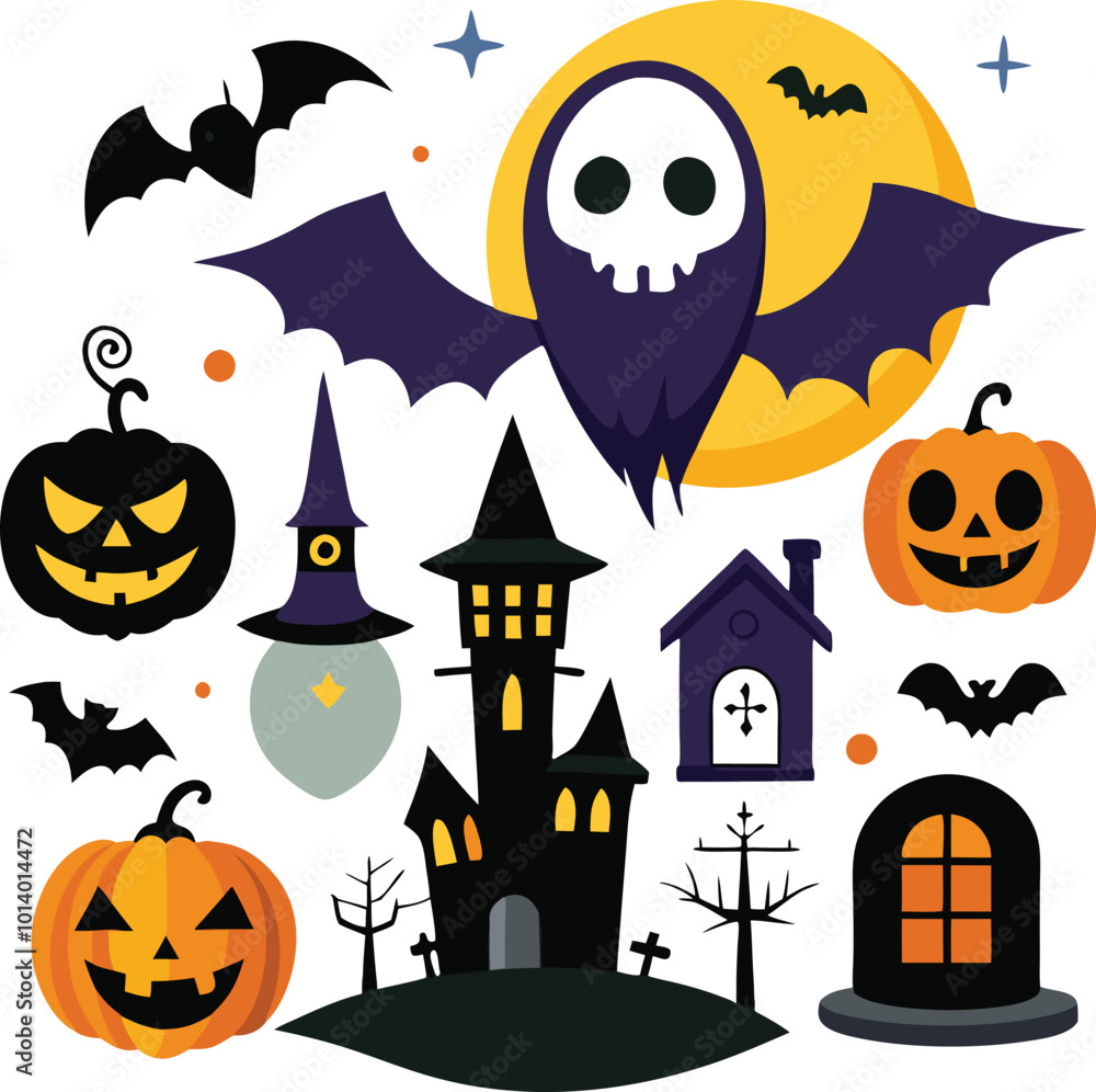 Fototapeta premium Sets of Halloween scary elements spooky items 