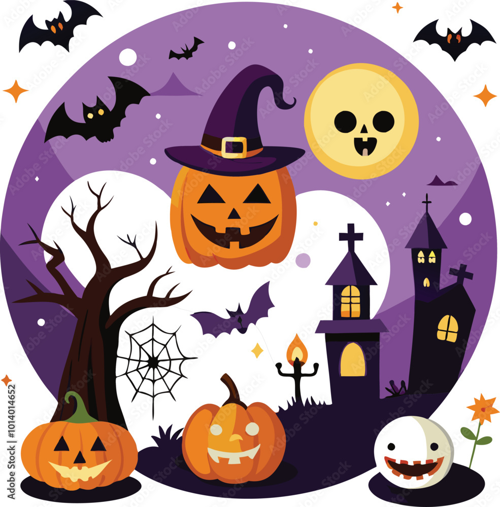 Fototapeta premium Sets of Halloween scary elements spooky items 