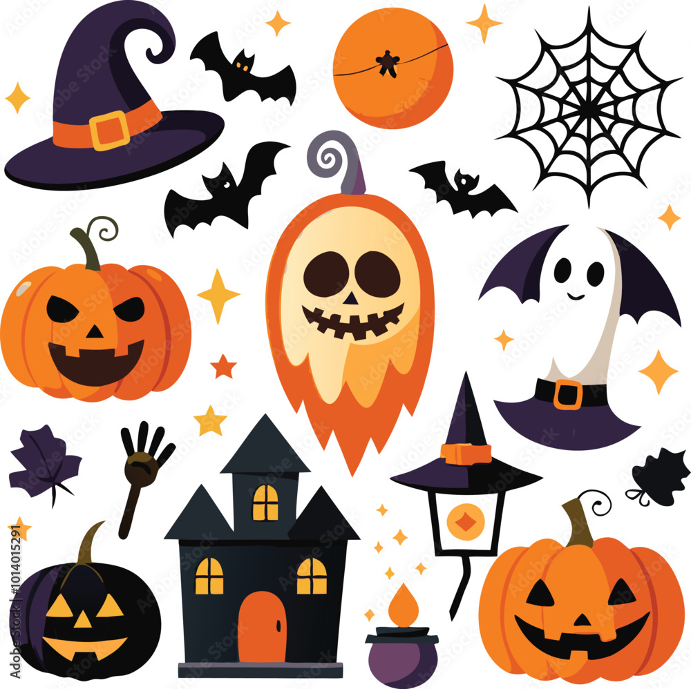 Fototapeta premium Sets of Halloween scary elements spooky items 