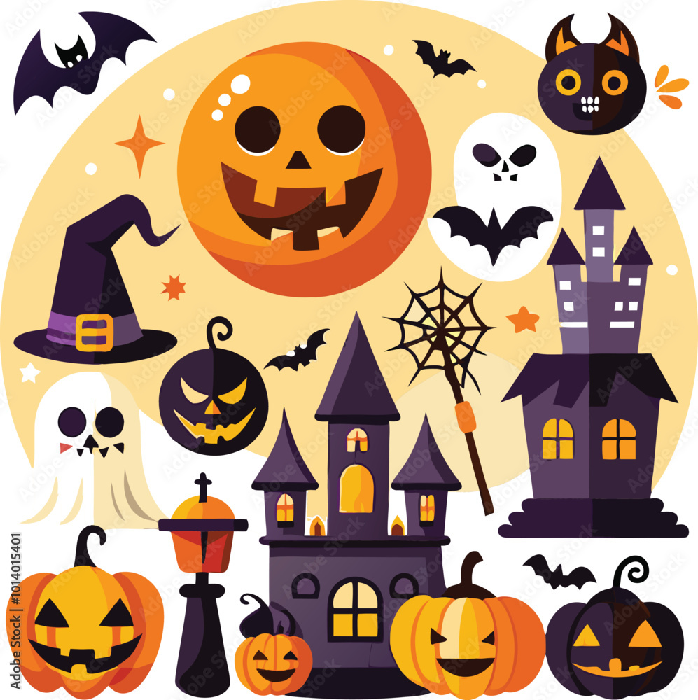 Sets of Halloween scary elements spooky items Sets of Halloween scary elements spooky items