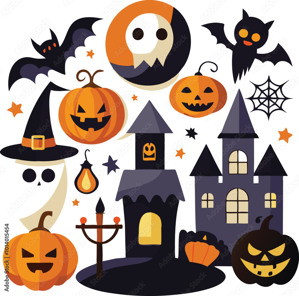 Sets of Halloween scary elements spooky items Sets of Halloween scary elements spooky items