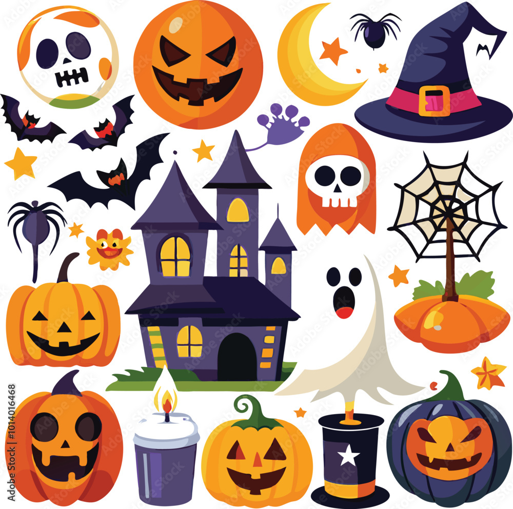 Sets of Halloween scary elements spooky items Sets of Halloween scary elements spooky items