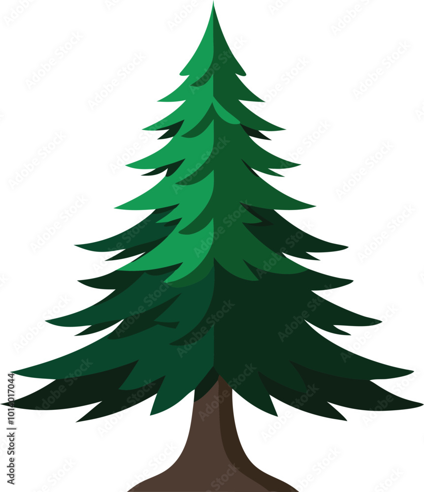 Tall green pine tree illustrated in a simple and natural cartoon style Tall green pine tree illustrated in a simple and natural cartoon style