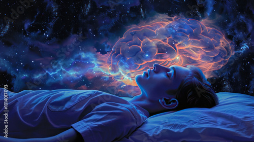 A visual of someone's brain activity during REM sleep, showing the dream state. photo