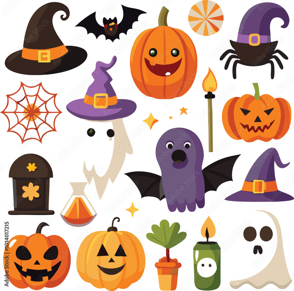 Sets of Halloween scary elements spooky items Sets of Halloween scary elements spooky items