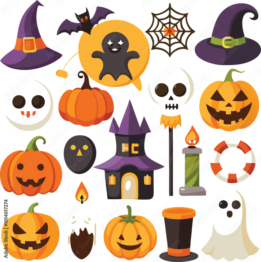 Fototapeta premium Sets of Halloween scary elements spooky items 