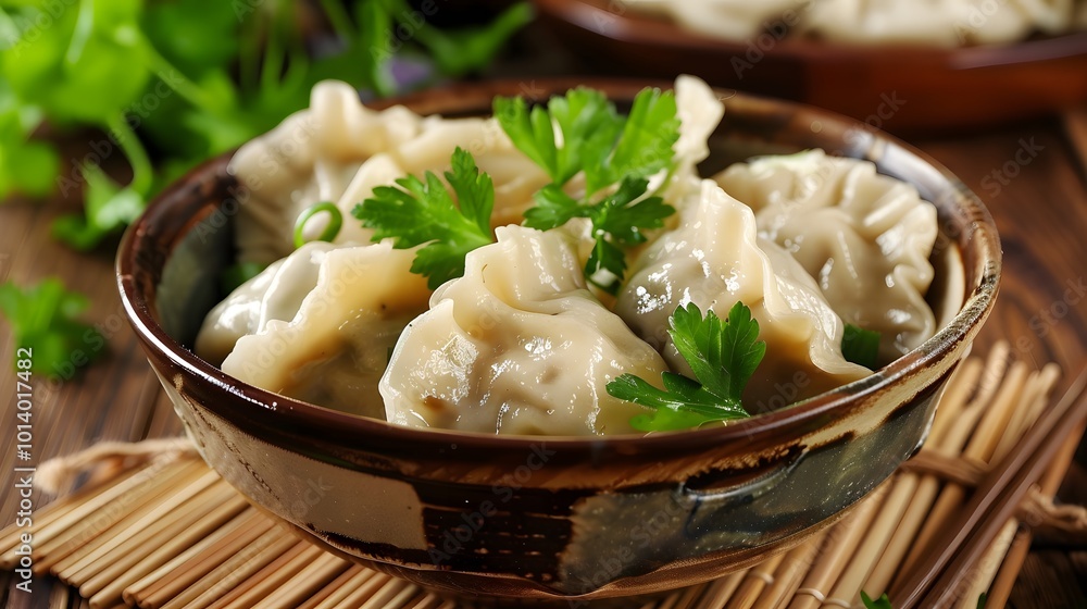 Dumplings in a bowl garnish with parsley Dumplings in a bowl garnish with parsley