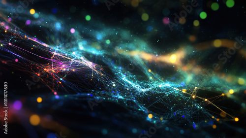 Abstract futuristic digital wallpaper with wavy mesh web 