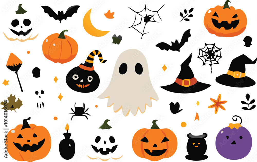 Sets of Halloween scary elements spooky items Sets of Halloween scary elements spooky items