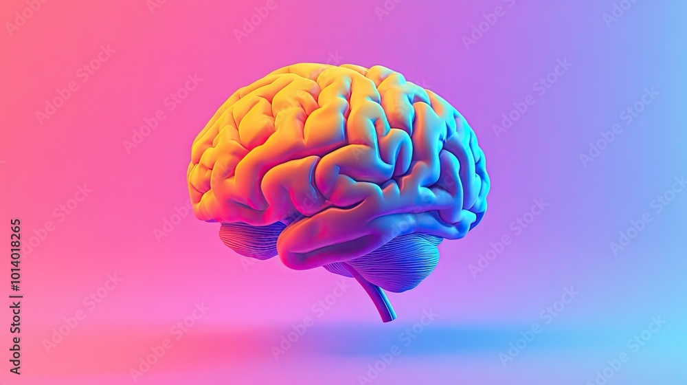 Anatomical brain shown close-up in 3D. The model is made of plastic. Illustration for banner, cover, brochure or presentation. Anatomical brain shown close-up in 3D. The model is made of plastic. Illustration for banner, cover, brochure or presentation.