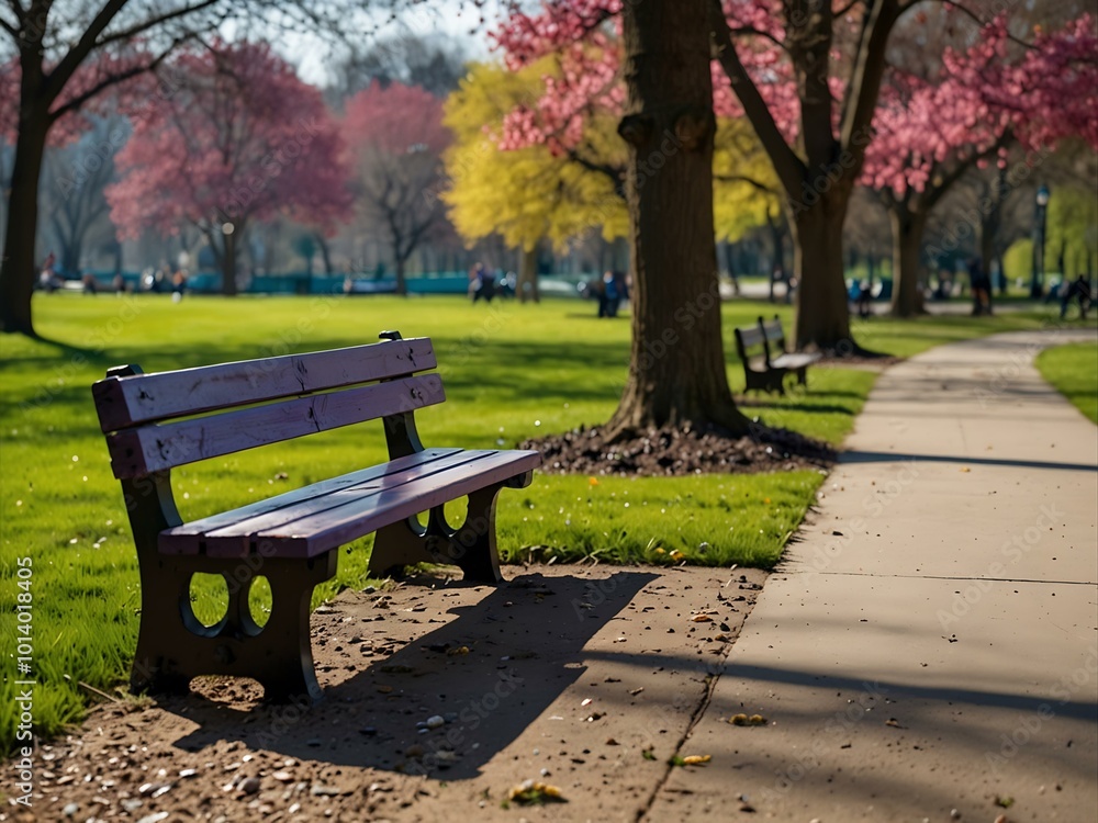 A vibrant park scene in springtime. A vibrant park scene in springtime.