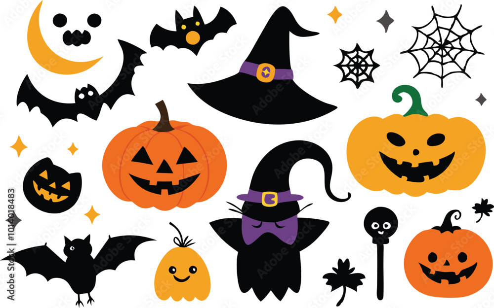 Sets of Halloween scary elements spooky items Sets of Halloween scary elements spooky items