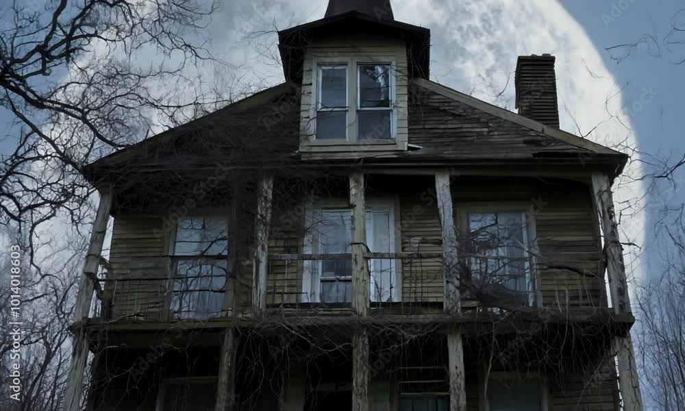 A haunted Halloween house with cobwebs. Video A haunted Halloween house with cobwebs. Video