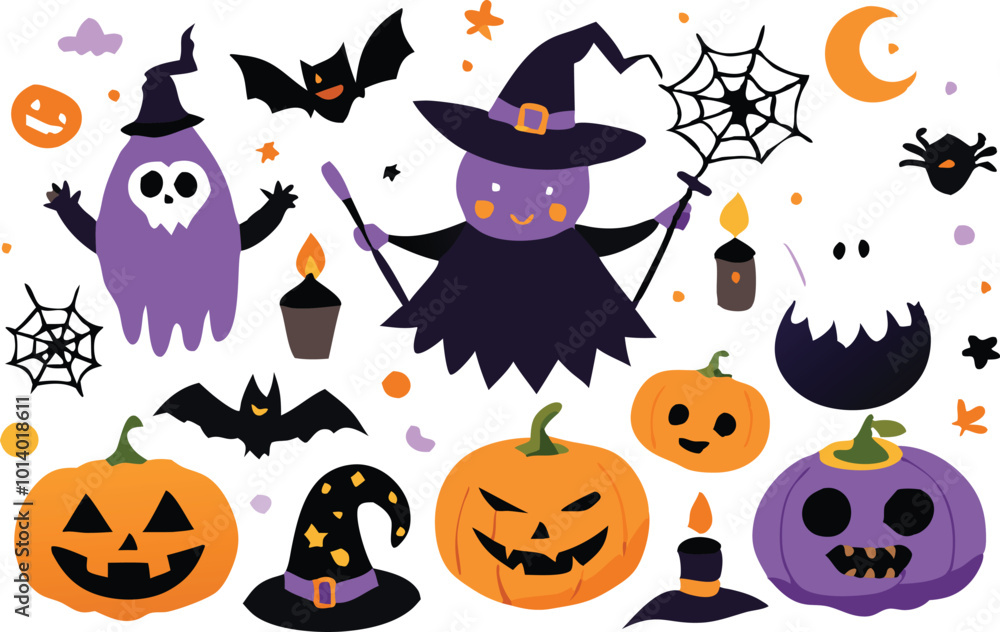 Sets of Halloween scary elements spooky items Sets of Halloween scary elements spooky items
