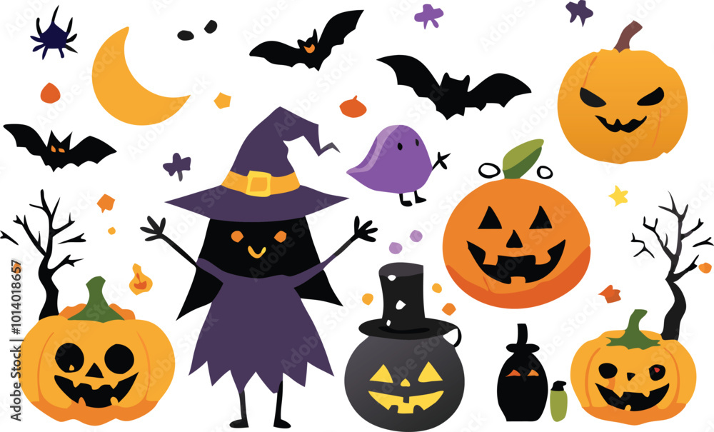 Sets of Halloween scary elements spooky items Sets of Halloween scary elements spooky items