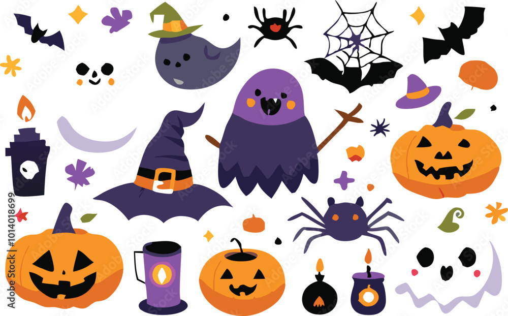 Sets of Halloween scary elements spooky items Sets of Halloween scary elements spooky items