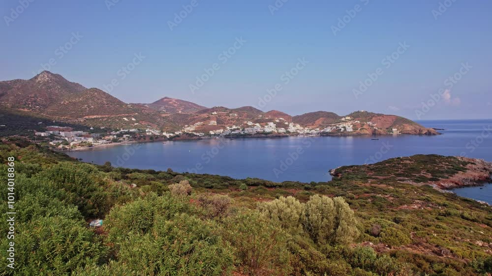 Panoramic view of a coastal village by the sea on a sunny day Panoramic view of a coastal village by the sea on a sunny day