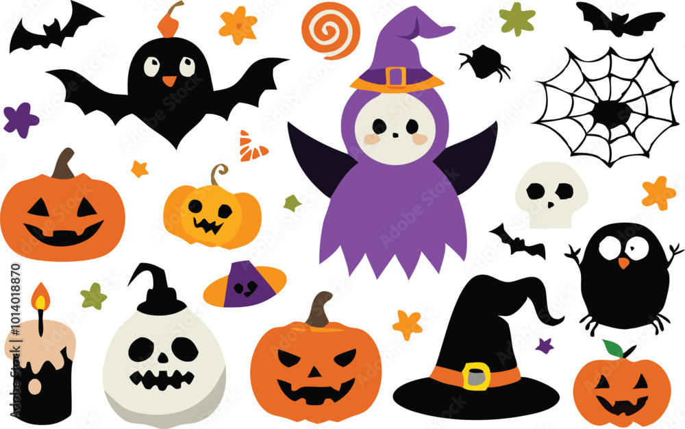 Set of Halloween elements illustration Set of Halloween elements illustration