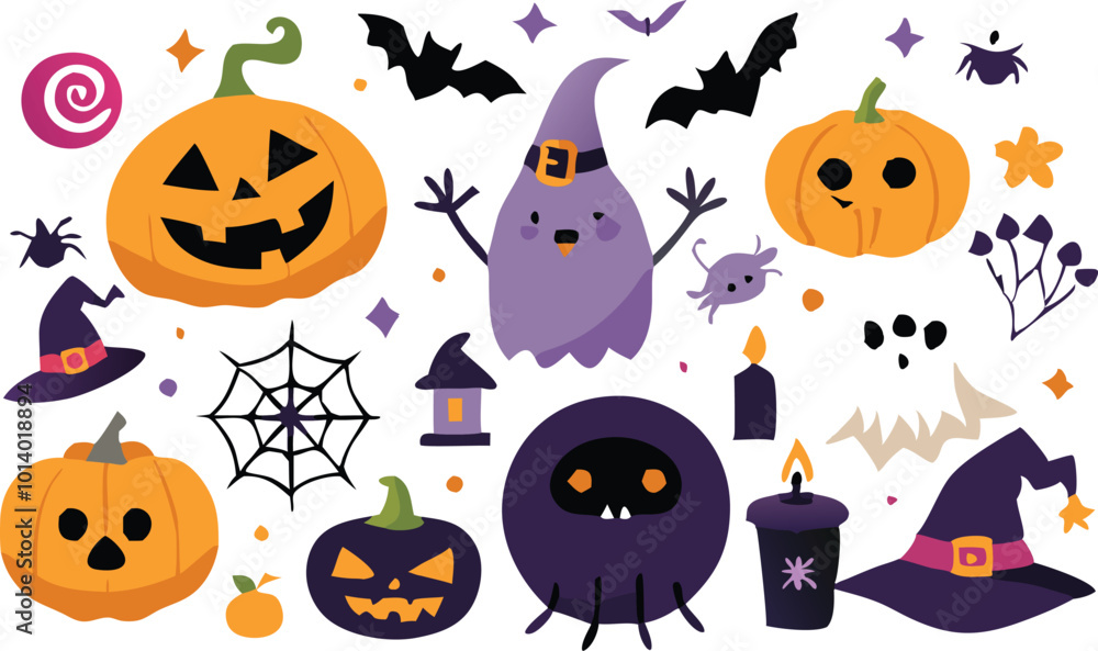 Set of Halloween elements illustration Set of Halloween elements illustration