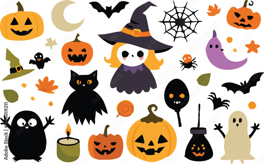 Fototapeta premium Set of Halloween elements illustration 