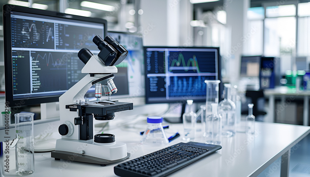 microscope in laboratory research concept office computer equipment health care science photograph microscope in laboratory research concept office computer equipment health care science photograph