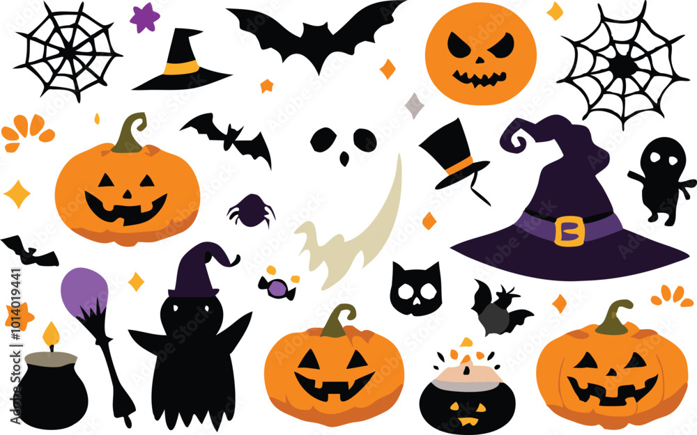 Set of Halloween elements illustration Set of Halloween elements illustration
