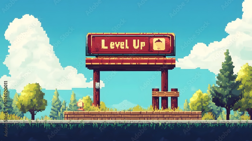 Obraz premium Pixel art game background with a 