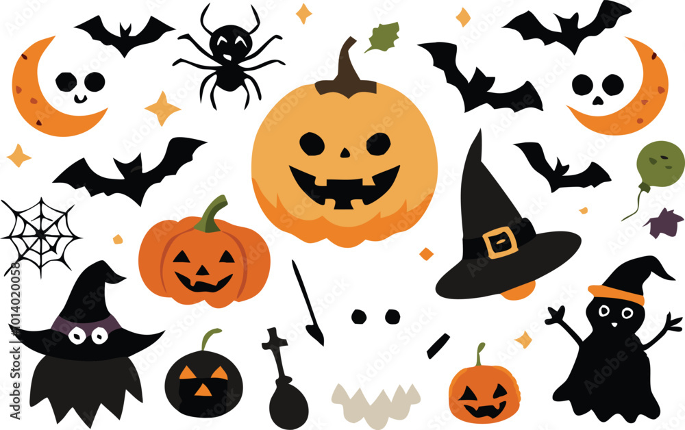 Set of Halloween elements illustration Set of Halloween elements illustration