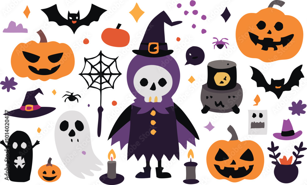 Set of Halloween elements illustration Set of Halloween elements illustration