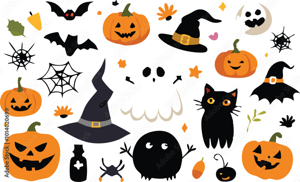 Naklejka premium Set of Halloween elements illustration 