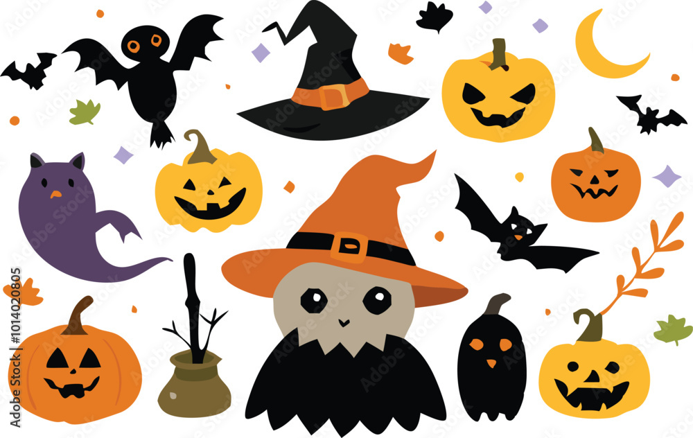 Set of Halloween elements illustration Set of Halloween elements illustration