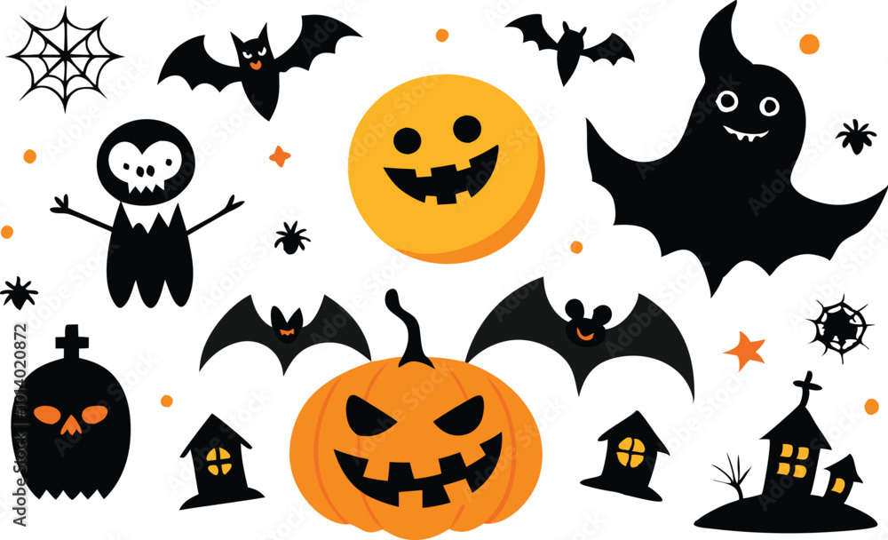 Set of Halloween elements illustration Set of Halloween elements illustration