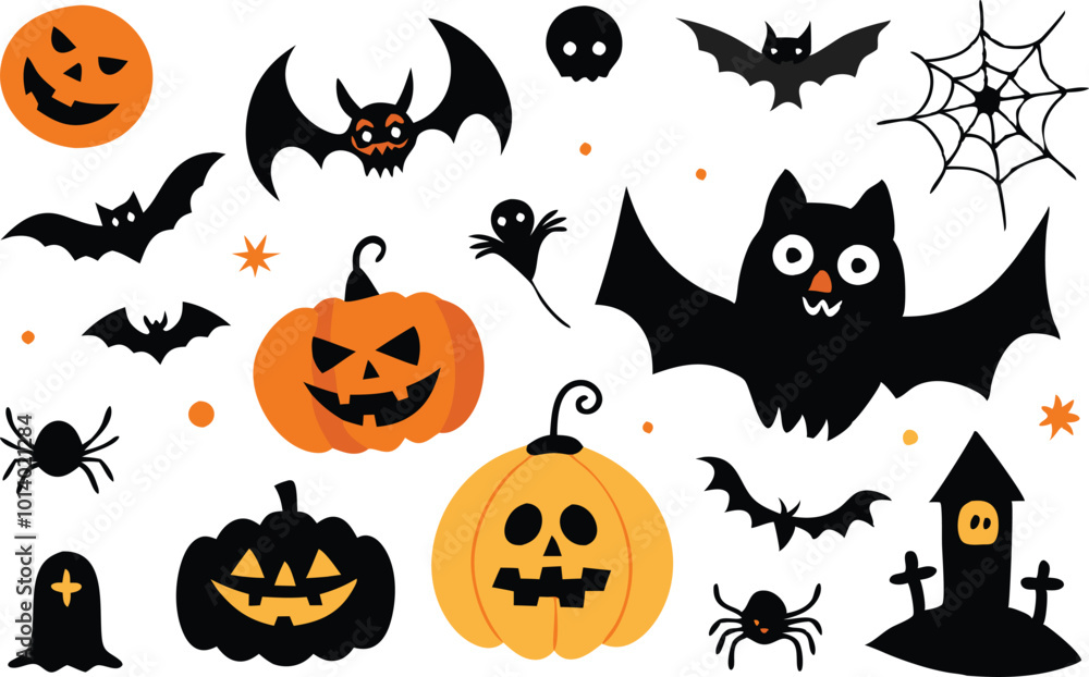 Set of Halloween elements illustration Set of Halloween elements illustration