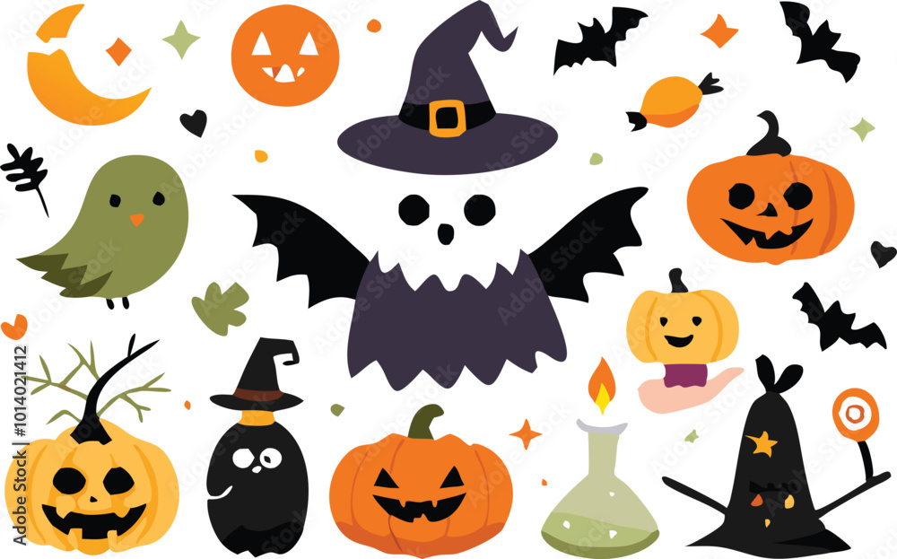 Set of Halloween elements illustration Set of Halloween elements illustration