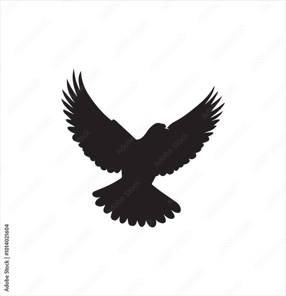 Obraz premium pigeon isolated on white background, bird, silhouette, eagle, vector, flying, animal, illustration, wing, nature, black, birds, dove, feather, wings, tattoo, fly, hawk, design, wildlife, flight, freed