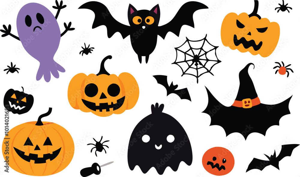 Set of Halloween elements illustration Set of Halloween elements illustration