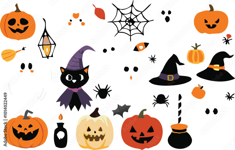 Set of Halloween elements illustration Set of Halloween elements illustration